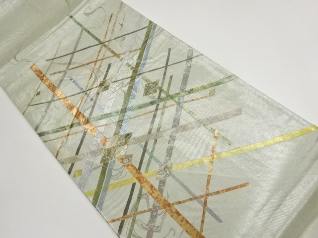 JAPANESE FUKURO OBI / KINSAI / SHELL INLAY / GRID